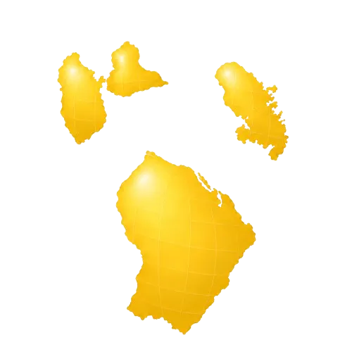 Carte de la Martinique, de la Guadeloupe et de la Guyane